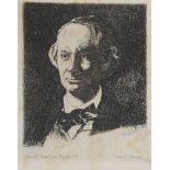 After Edouard Manet, French 1832-1883- Portrait de Baudelaire, Imp. A. Salmon, Paint et Grave par