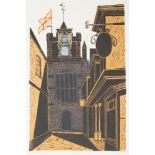 Robert Tavener, British 1920-2004- St Mary’s Church Rye, c.1975; linocut in colours on wove, signed,