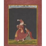 A Raja and his consort, Mewar, early 19th century, opaque pigments on paper heightened with gold,