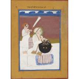 Two portrait of rulers from an album, Mewar, Rajasthan, 19th century, opaque pigments on paper