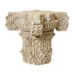 A 19th/20th century carved marble capital, in the Umayyad Spanish style, each of the fully carved