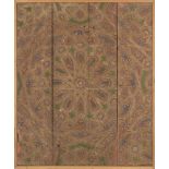 A polychrome wood ceiling panel, Spain or Morocco, circa 18th-19th century, in four panels, of