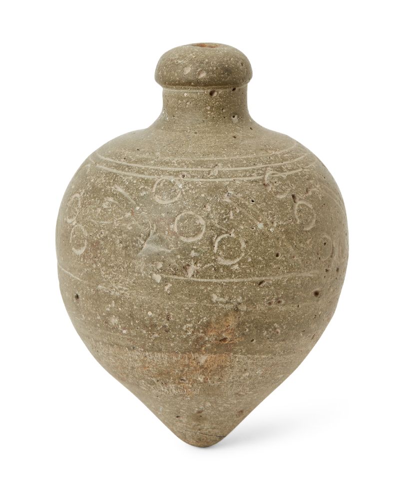 A sphero-conical earthenware vessel, Egypt or Iran, 10th-11th century, of inverted pear shaped