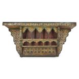A polychrome painted wood shelving unit, Morocco or Spain, late 19th-early 20th century, decorated i