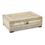 A Vizagapatam, ivory veneered box, India, circa 1780-80, of rectangular form on four feet, profusely