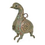 A rare large Seljuq bronze incense burner in the form of a bird, Northeast Iran, 12th century, the