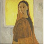 B Prabha (Indian, 1933-2001), Untitled, oil on canvas, signed to upper right, 50x50cm, in glazed