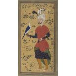 Property from an Important Private Collection A revival portrait of a falconer, Qajar Persia, 19th