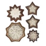 A group of 20th century carved bone inlaid wood panels in the Mamluk style, 10.8cm., 11.6cm., 11.