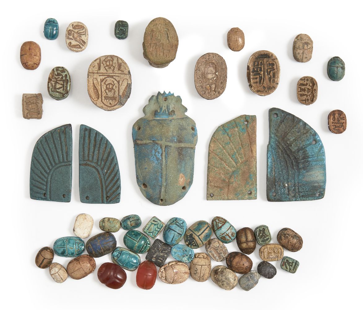 A group of 45 steatite and hardstone Egyptian scarabs and scarabeoids, New Kingdom and later,