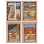Four illustrations from a Ragamala Series: Pahari region, probably Garhwal, circa 1840-50, opaque