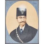 A portrait of Nasr al-Din Shah after the original by Abu'l-Hasan Ghaffari III, Iran, late 19th/