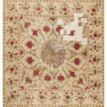 A Mughal embroidered floor spread, India, 18th century, for the European market, the cotton ground