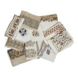 A collection of embroidered towels, Ottoman, 19th century, including one of ivory cotton,