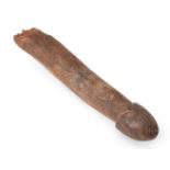 A Fon wood phallus, Dahomy, 19th century, 27cm. long Provenance: Private Collection, Oliver Hoare (