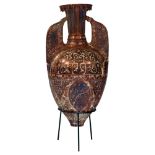 A large continental pottery copper lustre decorated "Alhambra" vase, late 19th century, possibly