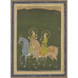 Property from an Important Private Collection A Princess and Prince out falcon hunting, Mughal
