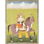 A ruler hunting with a consort or possibly his daughter, Rajasthan, India, 19th century, opaque