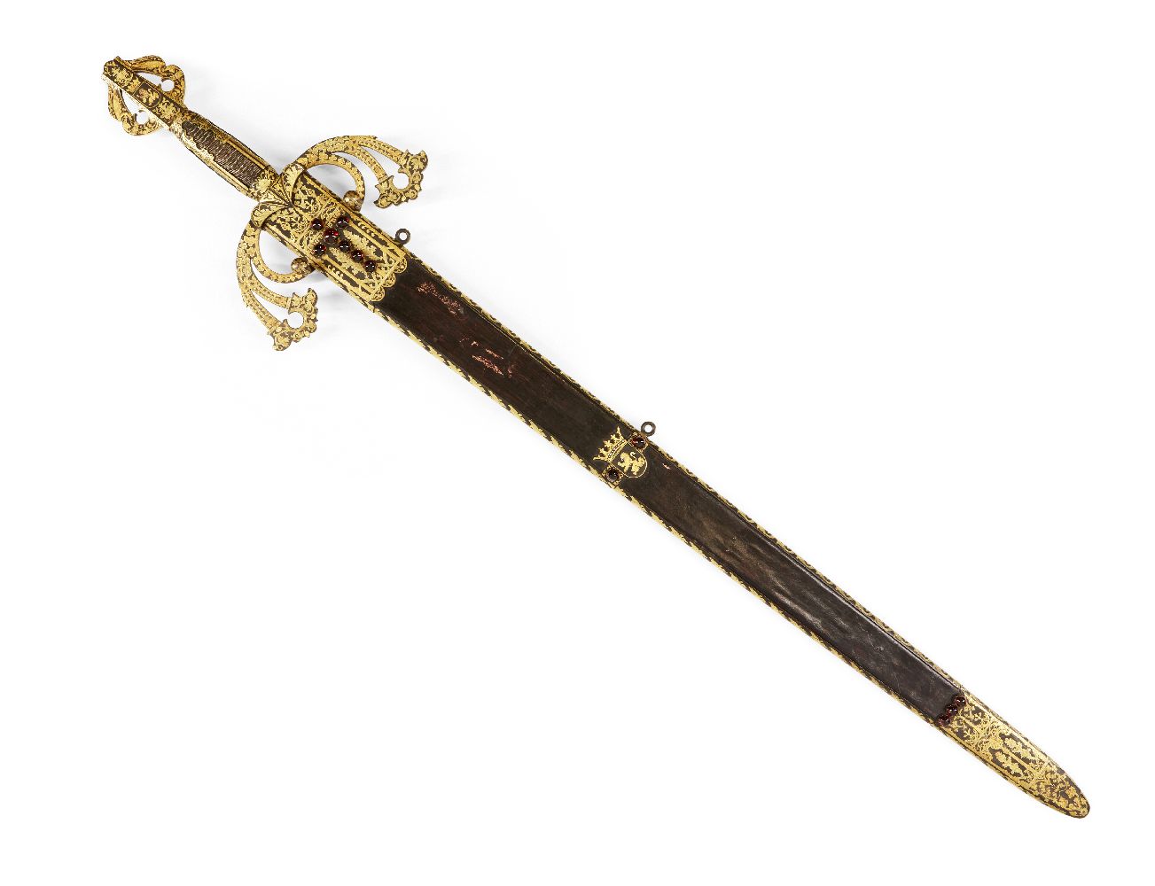 A gold damascened sword after 'La Tizona' of El Cid, attributable to the Zuloaga Workshop, Toledo, - Image 2 of 2