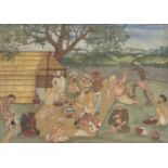 A Company school scene, India, late 19th century, opaque pigments on paper heightened with gold,