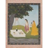 An illustration to a Ragamala series: Devagandhari Ragini or Malkos Raga, attributable to the