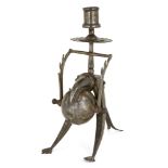 Property from an Important Private Collection A koftgari steel inkwell and candlestick, India,