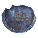 A very large cobalt blue lustre decorated pottery bowl, Iran, 17th-18th century, of conical form