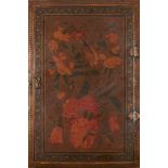 Property from an Important Private Collection A fine signed Qajar lacquered papier mache mirror