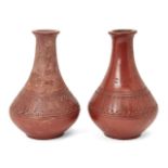 Two Tophane ware vases, Turkey, 19th century, with low waist wising to slender neck and everted rim,