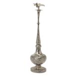 A Chinese Indian market silver rosewater sprinkler, 19th century, of a lobed compressed globular