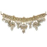 A fine Mughal diamond-set enamelled gold necklace, India, 19th century, the choker band formed of