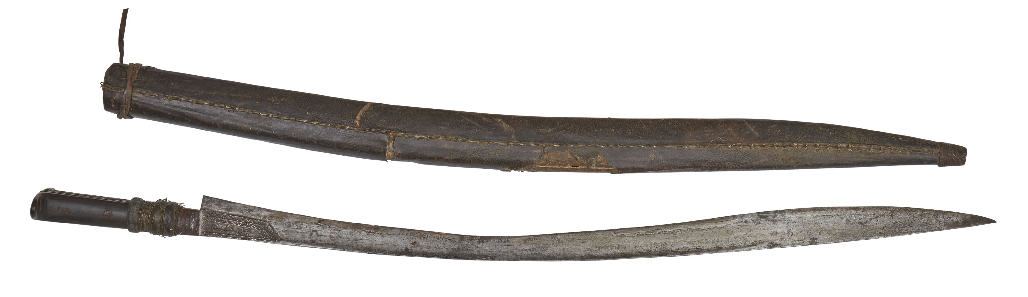 An Ottoman yataghan, North Africa, signed Hasan and dated 1294AH/1877AD, the slightly curved steel