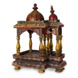 A painted and gilded wooden model of a howdah, India, 19th century, on bracket feet, the rectangular
