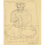 Jamini Roy (Indian, 1887-1972), untitled sketch, seated figure, ink on paper, signed lower right,
