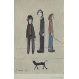 Laurence Stephen Lowry RBA RA, British 1887-1976- Three Men and a Cat, 1971; offset lithograph in