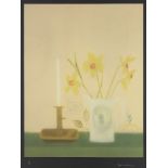 Craigie Aitchison DBE RSA RA, Scottish 1926-2009- Daffodils and Candlestick, 1998; screenprint in