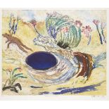 Arthur Boyd AC OBE, Australian 1920-1999- Floating Over a Dark Pond; etching in colours on wove,