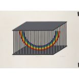 Patrick Hughes, British b.1939- Caught in a cage, 1979 screenprint in colours on Abercach Fine Art