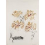 Dame Elizabeth Blackadder DBE RA RSA, British 1931-2021- Hibiscus & Cats, 1985;  etching in