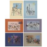 Feliks Topolski RA,  Polish/British 1907-1989- The London Suite, 1973; the complete suite of six