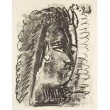 Pablo Picasso, Spanish 1881-1973- Profil de femme regardant à droite [Mourlot 391], 1963; lithograph