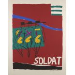 Bruce McLean, Scottish b.1944- Soldat, 1989; screenprint in colours on wove, signed, dated and