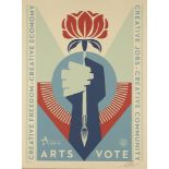 Shepard Fairey, American b.1970- Arts Vote, 2020; screenprint in colours on cream wove, signed