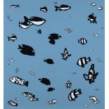 Julian Opie,  British b.1958- We Swam Amongst the Fishes [Alan Cristea 45], 2003; screenprint on