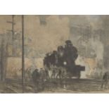 Frank Brangwyn RA RWS RBA, Welsh 1867-1956- Steam Train, C.1910; lithograph in colours on wove,