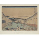 Katsushika Hokusai, Japanese 1760-1849, Nihonbashi in Edo, c.1830-32, woodblock print in colours,