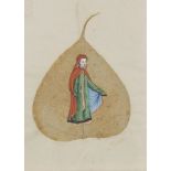 A Chinese album of twelve gouache portraits on Bodhi leaves, 19th century, each approx 18x13cm