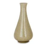 A Chinese grey stoneware small bottle vase, Ming dynasty, covered in a thick glaze of olive tone,