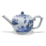 A Chinese export porcelain blue and white 'bullet' teapot excavated from the Nanking Cargo, circa