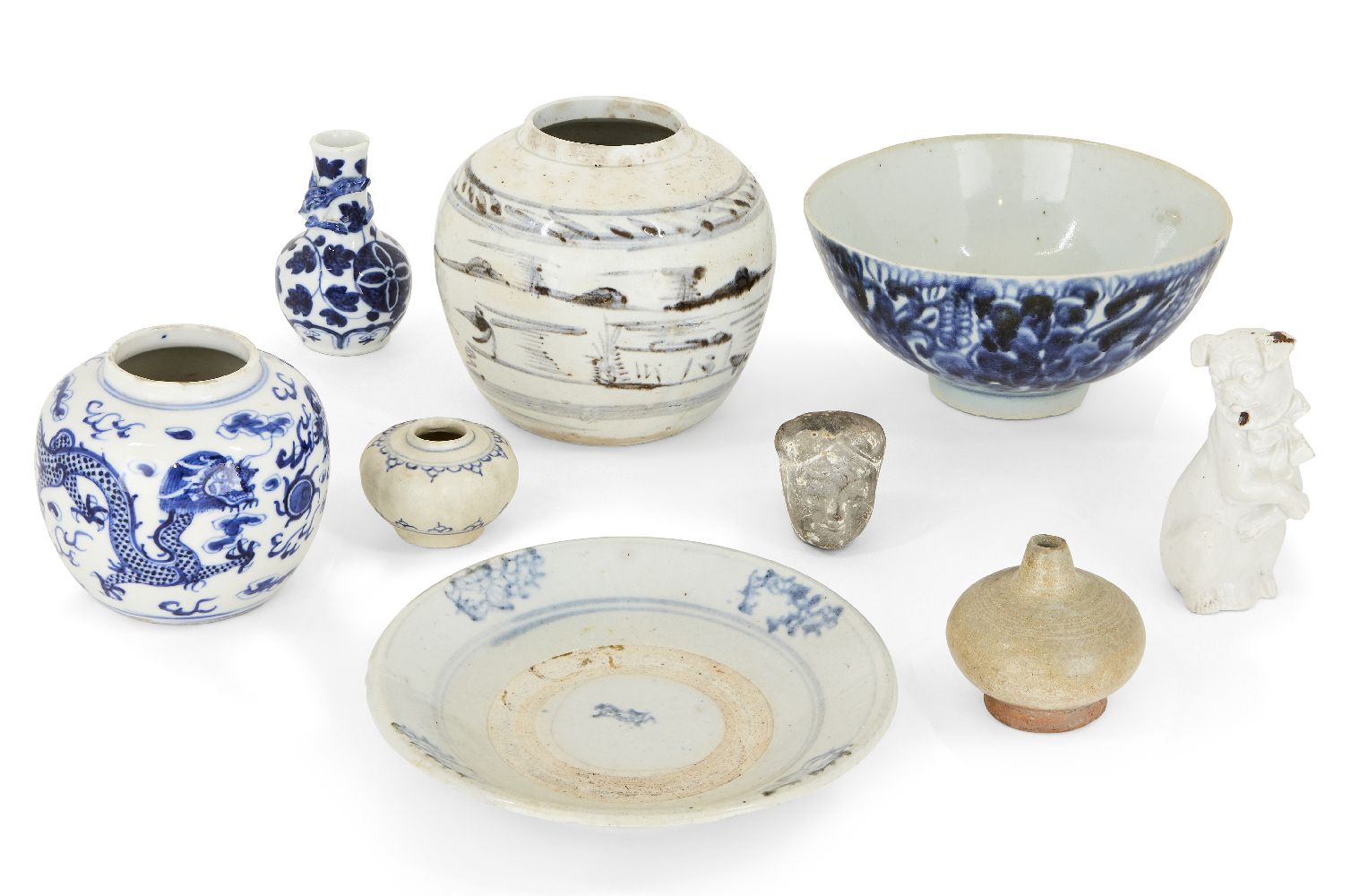 A collection of Chinese and Annamese ceramics, 15th - 19th century, comprising a lobed jarlet, 6cm